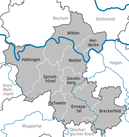 Karte vom Ennepe-Ruhr-Kreis